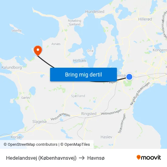 Hedelandsvej (Københavnsvej) to Havnsø map
