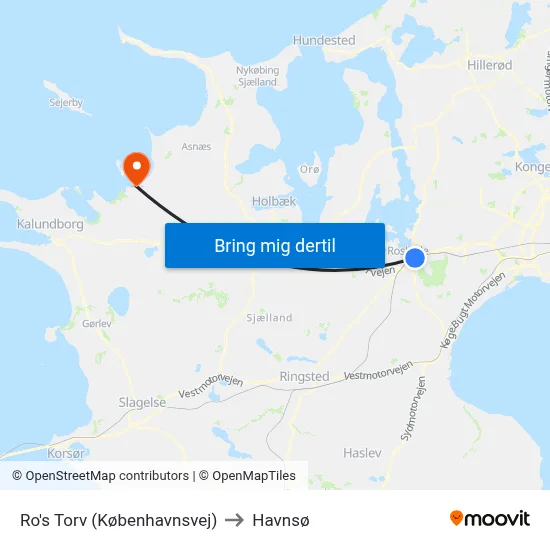 Ro's Torv (Københavnsvej) to Havnsø map