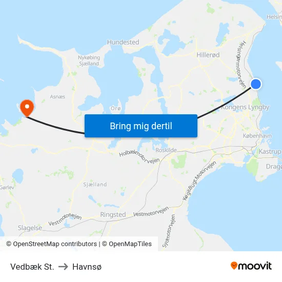 Vedbæk St. to Havnsø map