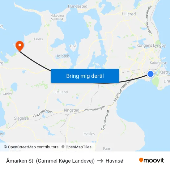 Åmarken St. (Gammel Køge Landevej) to Havnsø map