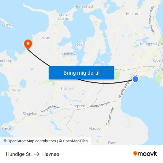 Hundige St. to Havnsø map