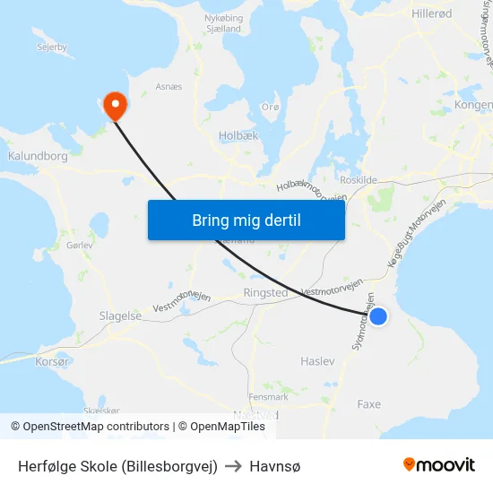 Herfølge Skole (Billesborgvej) to Havnsø map