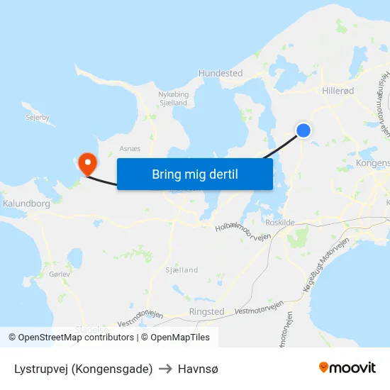 Lystrupvej (Kongensgade) to Havnsø map
