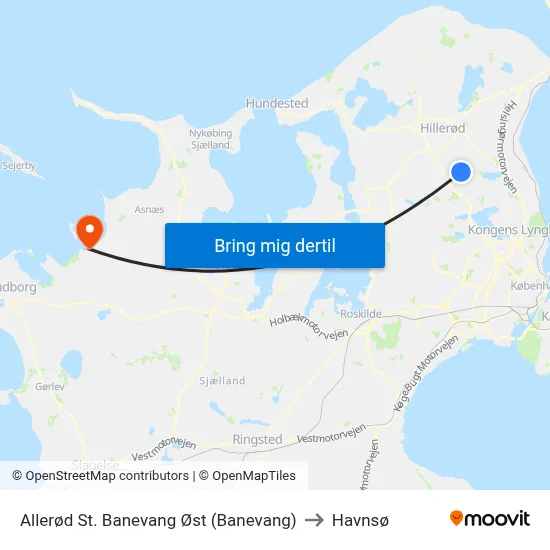 Allerød St. Banevang Øst (Banevang) to Havnsø map
