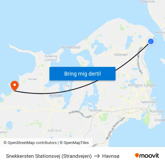 Snekkersten Stationsvej (Strandvejen) to Havnsø map