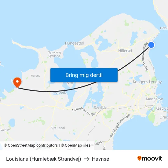 Louisiana (Humlebæk Strandvej) to Havnsø map