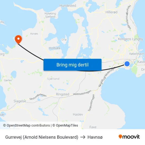 Gurrevej (Arnold Nielsens Boulevard) to Havnsø map