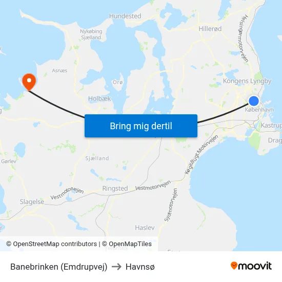 Banebrinken (Emdrupvej) to Havnsø map