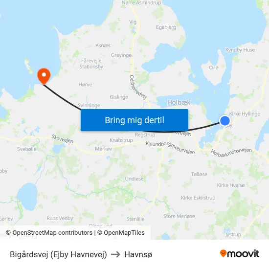 Bigårdsvej (Ejby Havnevej) to Havnsø map