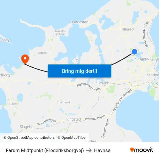 Farum Midtpunkt (Frederiksborgvej) to Havnsø map