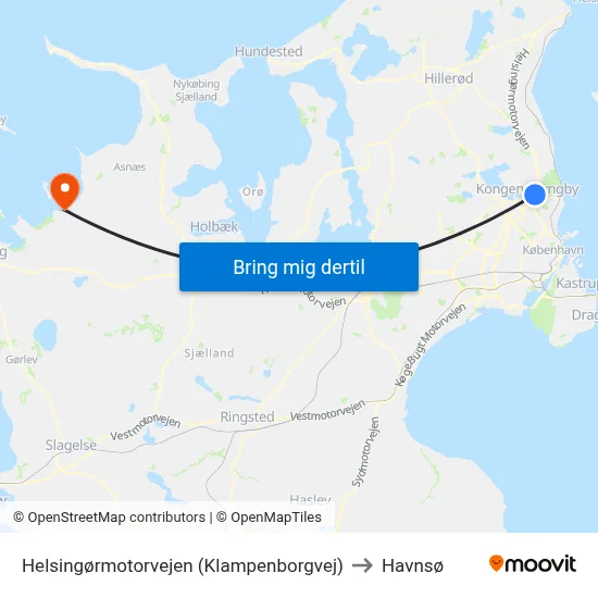 Helsingørmotorvejen (Klampenborgvej) to Havnsø map