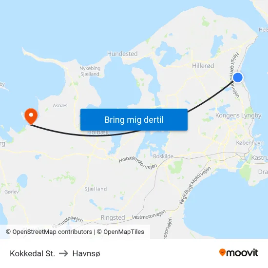 Kokkedal St. to Havnsø map