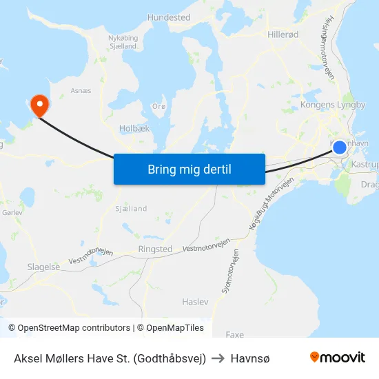 Aksel Møllers Have St. (Godthåbsvej) to Havnsø map