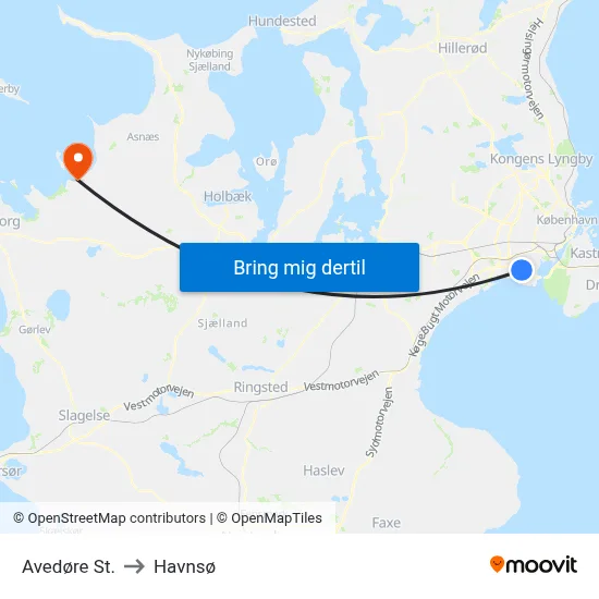 Avedøre St. to Havnsø map