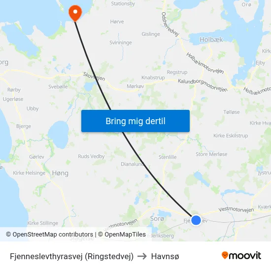 Fjenneslevthyrasvej (Ringstedvej) to Havnsø map