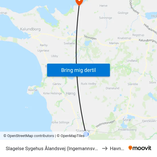 Slagelse Sygehus Ålandsvej (Ingemannsvej) to Havnsø map