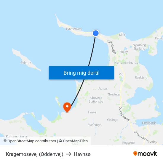 Kragemosevej (Oddenvej) to Havnsø map