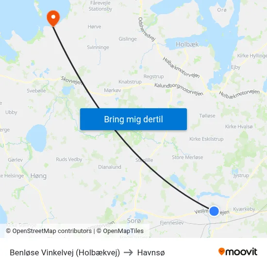 Benløse Vinkelvej (Holbækvej) to Havnsø map