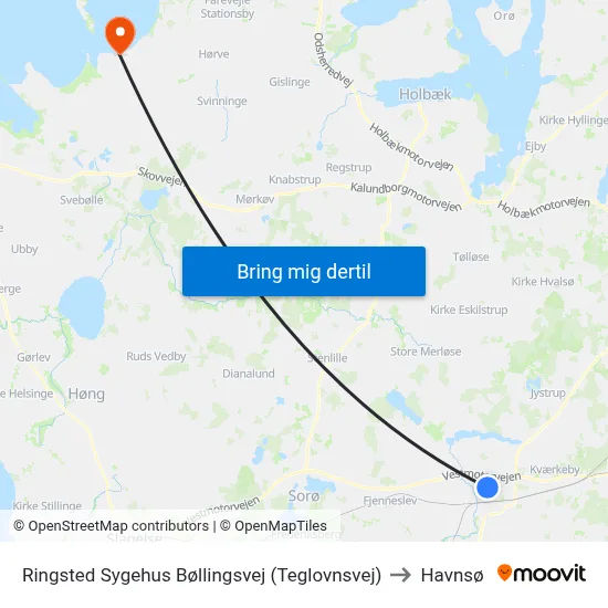 Ringsted Sygehus Bøllingsvej (Teglovnsvej) to Havnsø map