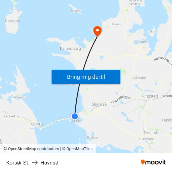Korsør St. to Havnsø map