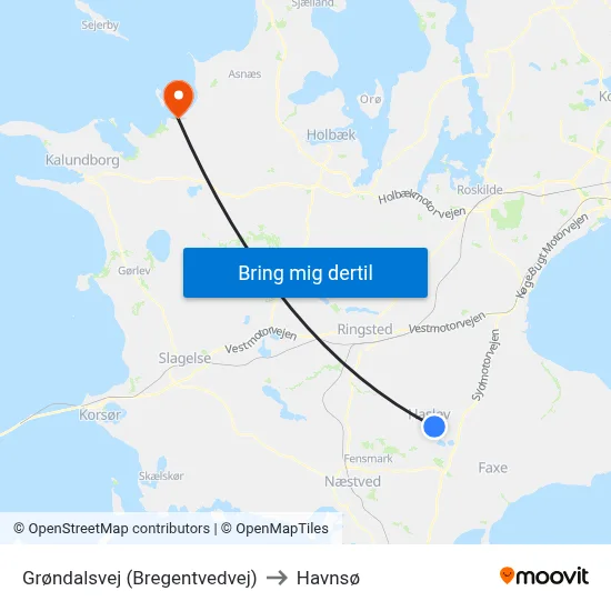 Grøndalsvej (Bregentvedvej) to Havnsø map