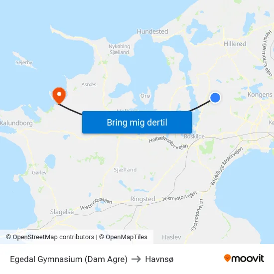 Egedal Gymnasium (Dam Agre) to Havnsø map