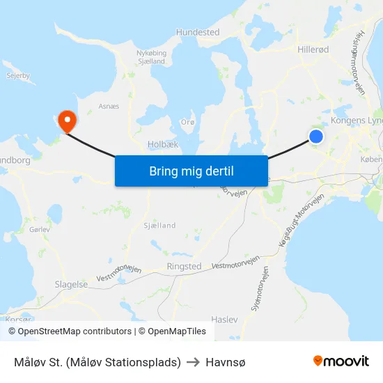 Måløv St. (Måløv Stationsplads) to Havnsø map