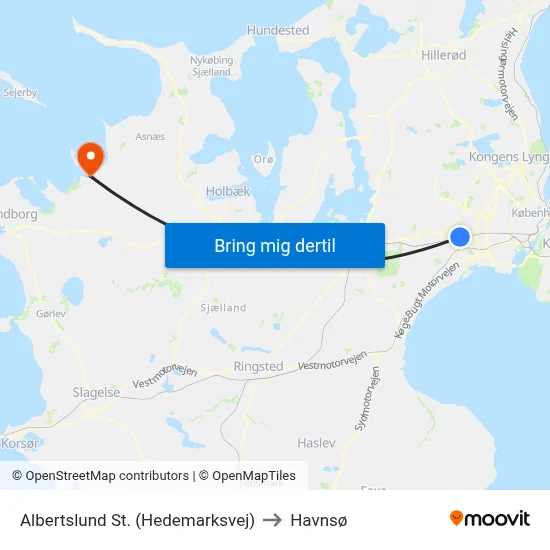 Albertslund St. (Hedemarksvej) to Havnsø map