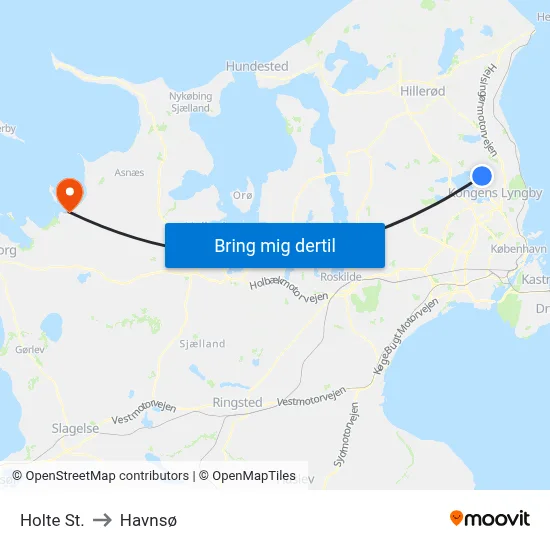 Holte St. to Havnsø map