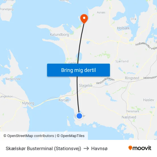 Skælskør Busterminal (Stationsvej) to Havnsø map