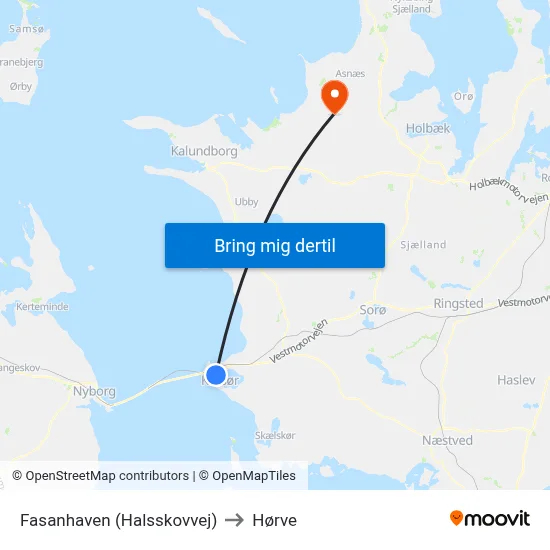 Fasanhaven (Halsskovvej) to Hørve map