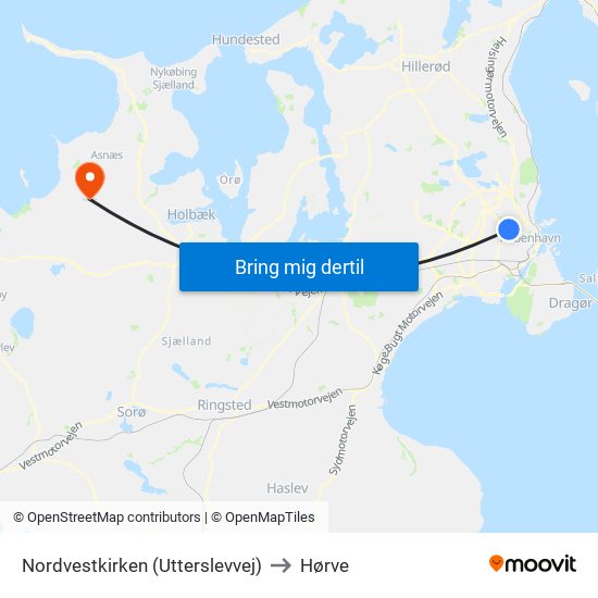 Nordvestkirken (Utterslevvej) to Hørve map