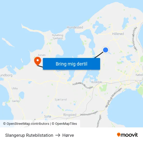 Slangerup Rutebilstation to Hørve map