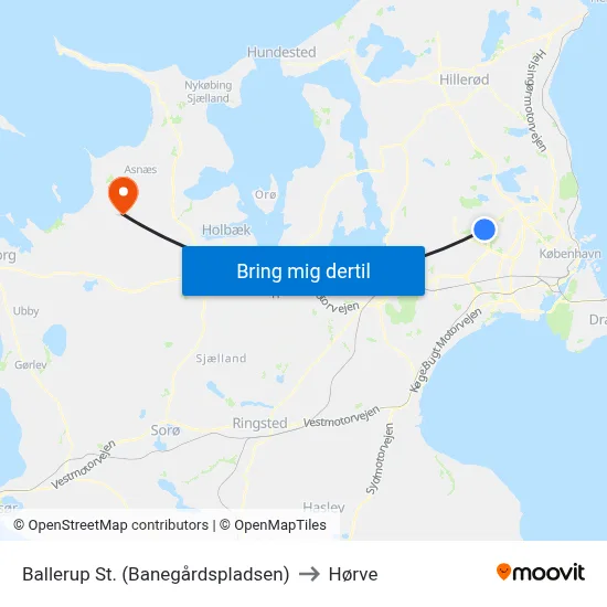 Ballerup St. (Banegårdspladsen) to Hørve map