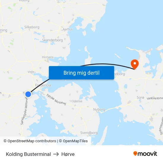 Kolding Busterminal to Hørve map