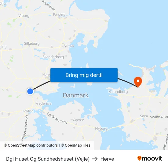 Dgi Huset Og Sundhedshuset (Vejle) to Hørve map