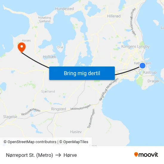 Nørreport St. (Metro) to Hørve map