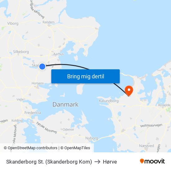 Skanderborg St. (Skanderborg Kom) to Hørve map