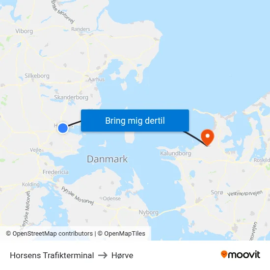 Horsens Trafikterminal to Hørve map