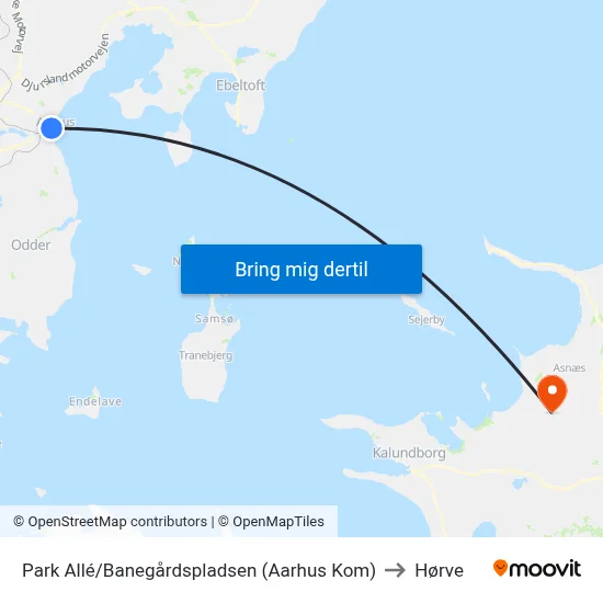 Park Allé/Banegårdspladsen (Aarhus Kom) to Hørve map