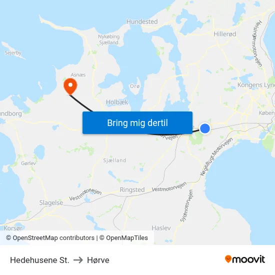 Hedehusene St. to Hørve map