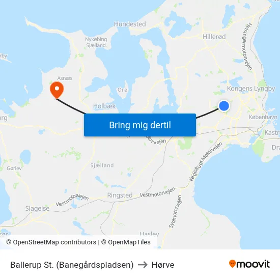 Ballerup St. (Banegårdspladsen) to Hørve map