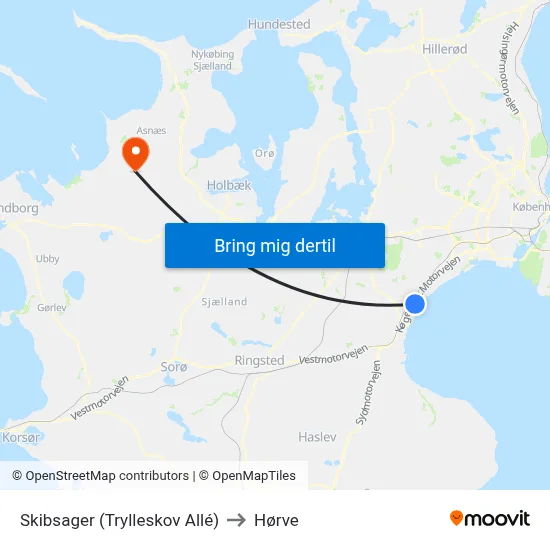 Skibsager (Trylleskov Allé) to Hørve map