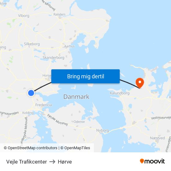 Vejle Trafikcenter to Hørve map