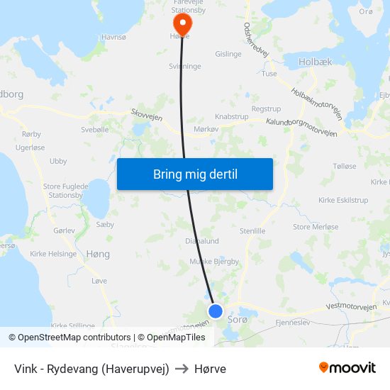 Vink - Rydevang (Haverupvej) to Hørve map