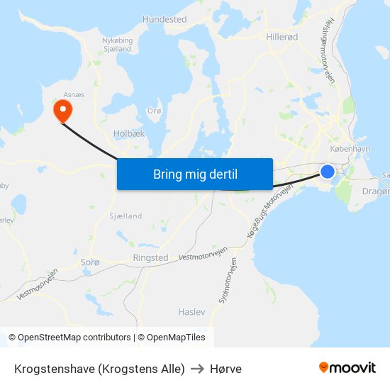 Krogstenshave (Krogstens Alle) to Hørve map