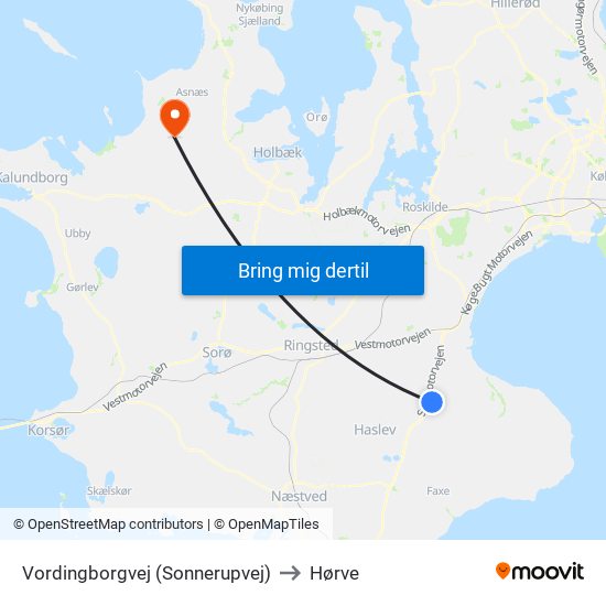 Vordingborgvej (Sonnerupvej) to Hørve map