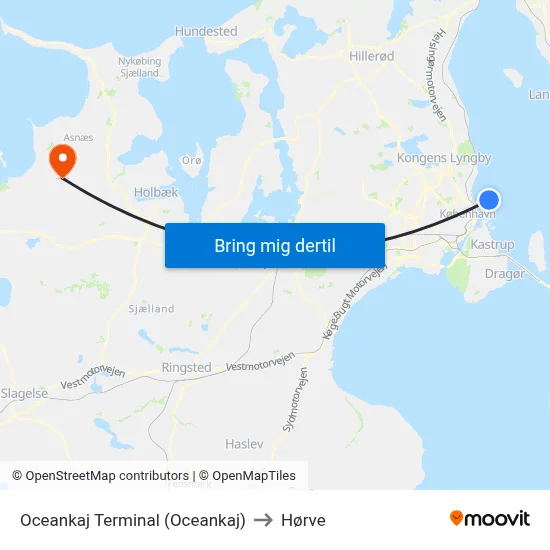 Oceankaj Terminal (Oceankaj) to Hørve map