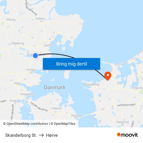 Skanderborg St. to Hørve map