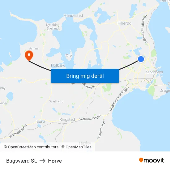 Bagsværd St. to Hørve map